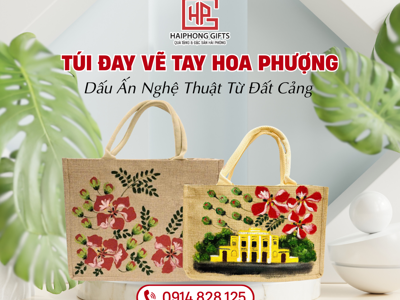 Túi Đay Vẽ Tay Hoa Phượng – Dấu Ấn Nghệ Thuật Từ Đất Cảng 